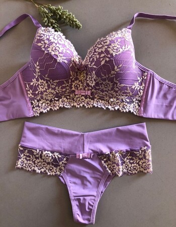 imagem CONJUNTO SUPER LUXO LILAS RENDA FRANCESA AT40