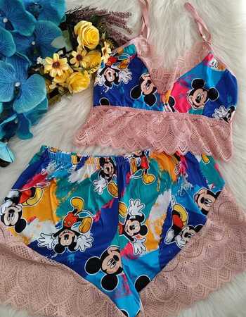 PIJAMA SUED COM RENDA D14 LILO E STITCH