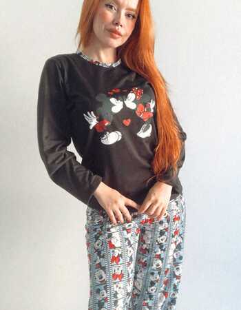 imagem PIJAMA  ADULTO INVERNO MINNIE PRETO REF 144