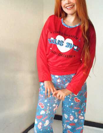 imagem PIJAMA  ADULTO INVERNO LOVE SLEEP PINK REF 144