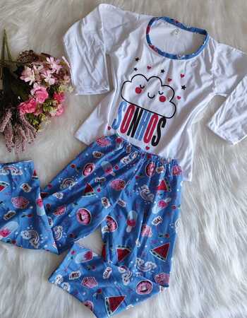 imagem PIJAMA INFANTIL INVERNO FEMININO REF 103 NUVEM