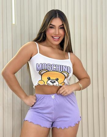 imagem PIJAMA BLOGUERINHA SLIM K70 URSO LILAS