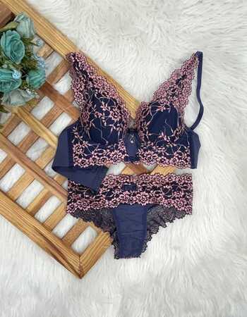 imagem CONJUNTO SUPER LUXO AZUL COM ROS  AT40