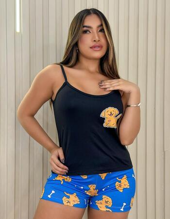 imagem PIJAMA ALÇA SLIM A70 ANIMAL DOG AZUL