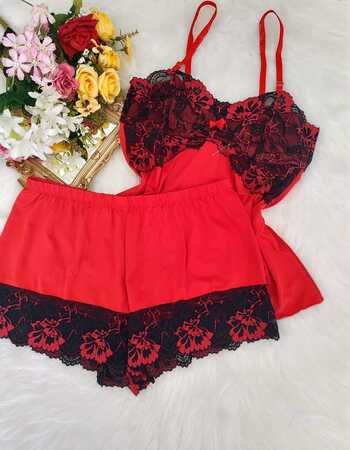 imagem SHORTDOLL  REF FLOR 10002 VERMELHO