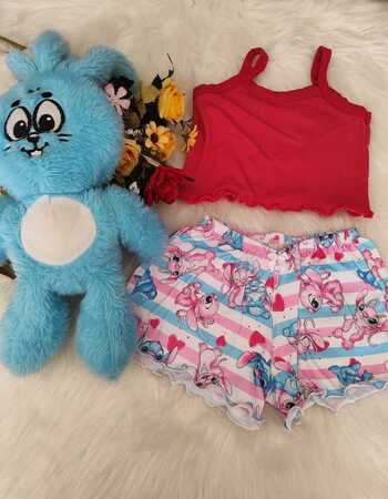 imagem PIJAMA BLOGUERINHA SLIM INFANTIL 702 STITCH E ANGEL