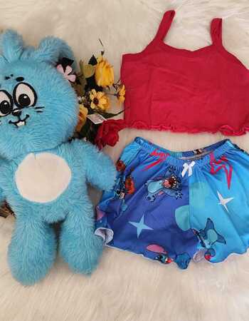 imagem PIJAMA BLOGUERINHA SLIM INFANTIL 702 STITCH MUSICA