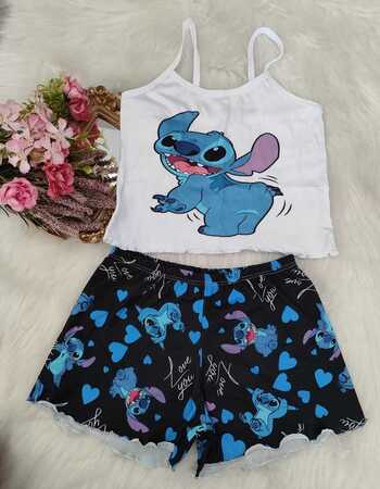 imagem PIJAMA BLOGUERINHA SLIM KI70 STITCH DANÇANDO