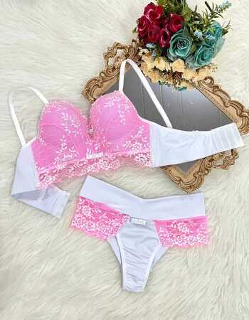 imagem CONJUNTO SUPER LUXO AT40 ROSA COM BRANCO