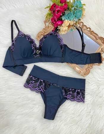 imagem CONJUNTO SUPER LUXO AT40 PRETO COM ROXO