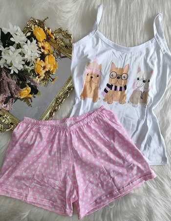 imagem PIJAMA DE SUED ESTAMPADO 631 DOG ROSE