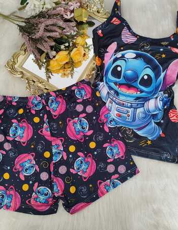 imagem PIJAMA DE SUED ESTAMPADO 631 ASTRONAUTA PRETO