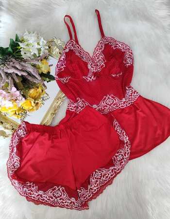 imagem SHORTDOLL REF 513 BICOLOR VERMELHO COM BRANCO