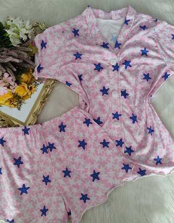 imagem PIJAMA AMERICANO BLOGUERINHA FRUFRU 0518 ROSA ESTRELA