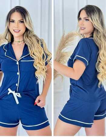 imagem PIJAMA AMERICANO SUED 620 AZUL MARINHO