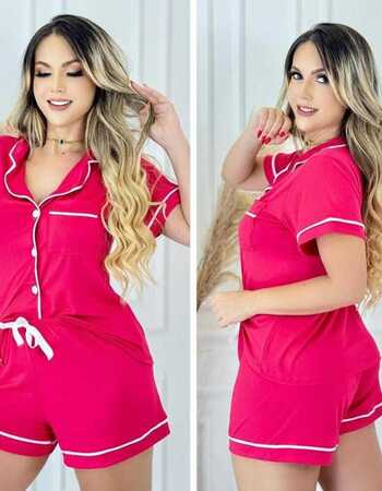 imagem PIJAMA AMERICANO SUED 620 ROSA PINK