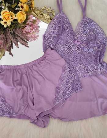 imagem SHORTDOLL BICOLOR DE MICROFIBRA 0952 LILAS COM BRANCO