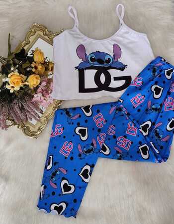 imagem PIJAMA BLOGUERINHA ADULTO CALÇA CA70 AZUL D G