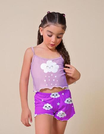 imagem PIJAMA BLOGUERINHA SLIM KI70 LILAS NUVEM