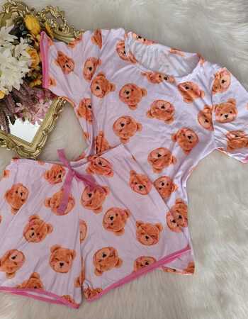 imagem PIJAMA DE SUED ESTAMPADO MANGA 687 ROSE URSO