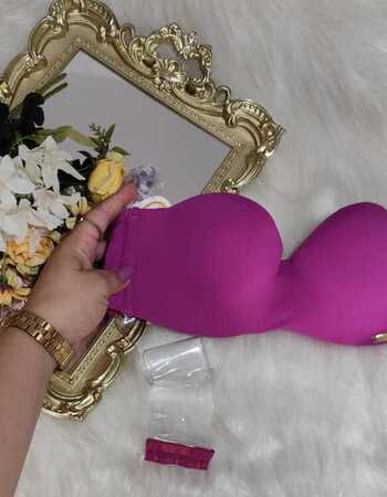 imagem SUTIÃ TOMARA QUE CAIA REFORÇADO COSTAS SILICONE FUCSIA