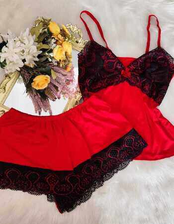 imagem SHORTDOLL BICOLOR REF 742 VERMELHO COM PRETO