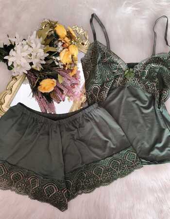 imagem SHORTDOLL BICOLOR REF 742 VERDE2 COM DOURADO