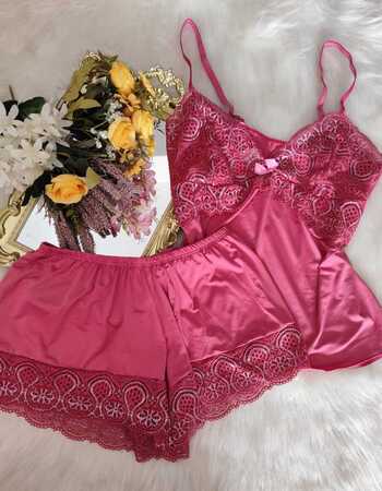 imagem SHORTDOLL BICOLOR REF 742 ROSA CHICLETE 2  COM BRANCO