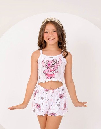 imagem PIJAMA BLOGUERINHA SLIM INFANTIL 703 POA PRETO ROSA