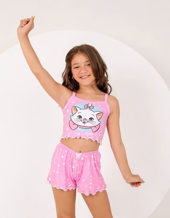 imagem PIJAMA BLOGUERINHA SLIM INFANTIL 703 CAT ROSA