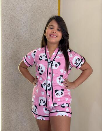 imagem PIJAMA INFANTIL FEMININO AMERICANO SUED 147 PANDA ROSA