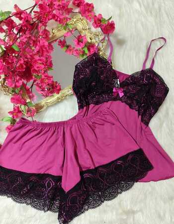 imagem SHORTDOLL MICROFIBRA 742 PINK COM PRETO