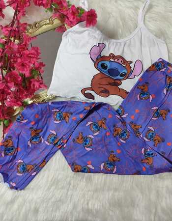 imagem PIJAMA BLOGUERINHA ADULTO CALÇA CA70 MASCARA ROXO