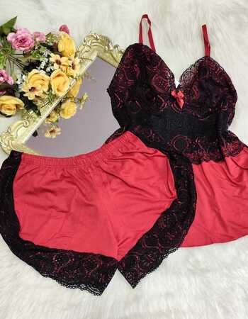 imagem SHORTDOLL REF 513 BICOLOR PRETO COM VERMELHO