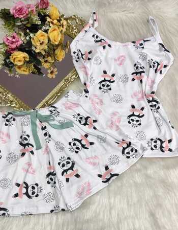 imagem PIJAMA DE SUED ESTAMPADO 631 BRANCO PANDA