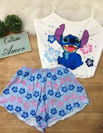 imagem PIJAMA SUED PLUS PF70 AZUL FLORES