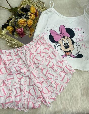 imagem PIJAMA SUED PLUS PF70 BRANCO COM ROSA