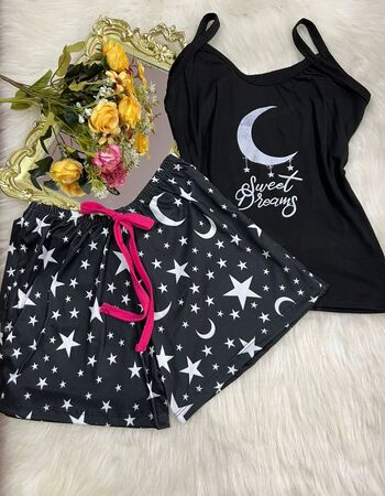 imagem PIJAMA DE SUED ESTAMPADO 631 PRETO LUA