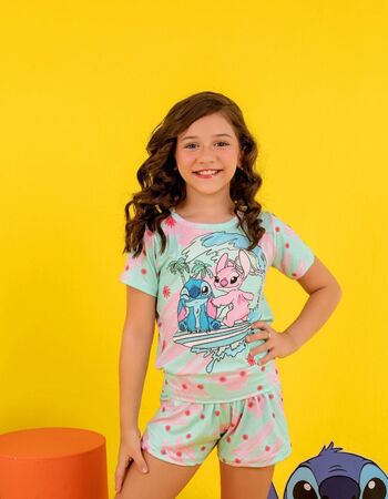 imagem PIJAMA INFANTIL FEMININO SUED 727 VERDE AGUA SURF