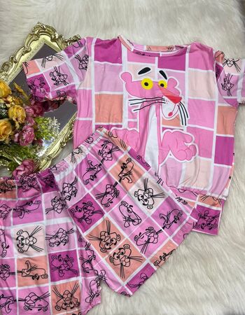 imagem PIJAMA FEMININO ADULTO SUED 627 QUADRADO ROSA CLARO