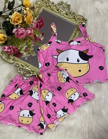 imagem PIJAMA INFANTIL FEMININO SUED 703 VAQUINHA ROSA